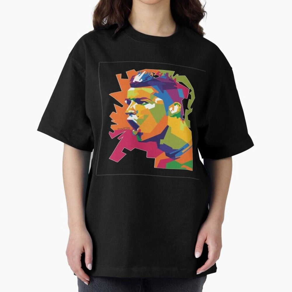 Ronaldo Cristiano Ronaldo pop potrait Oversized T-Shirt Celebrate Soccer Greatness during the FIFA World Cup 2026 USA Canada Mexico Journey through Mbappe and Neymar Highlights, Brazil, Portugal and Argentina Pride, Champion Mindset, Group Stage