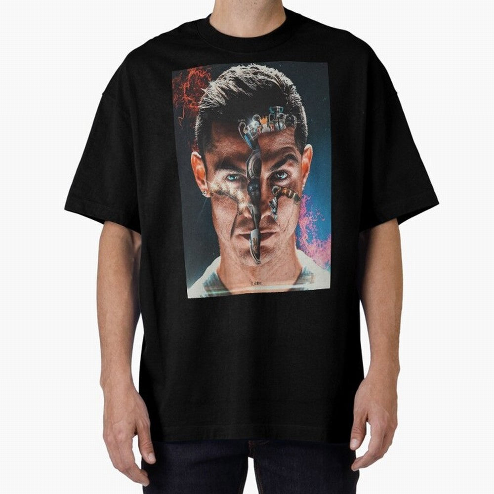 CR7 Career Titles+Ballon (x5) Oversized T-Shirt Feel the Heartbeat of Match Day Hype around FIFA World Cup 2026, Mbappe and Neymar, France and Portugal, Vintage Soccer Flavor, Modern Football Stars, National Flags and Final Night Emotion; Created