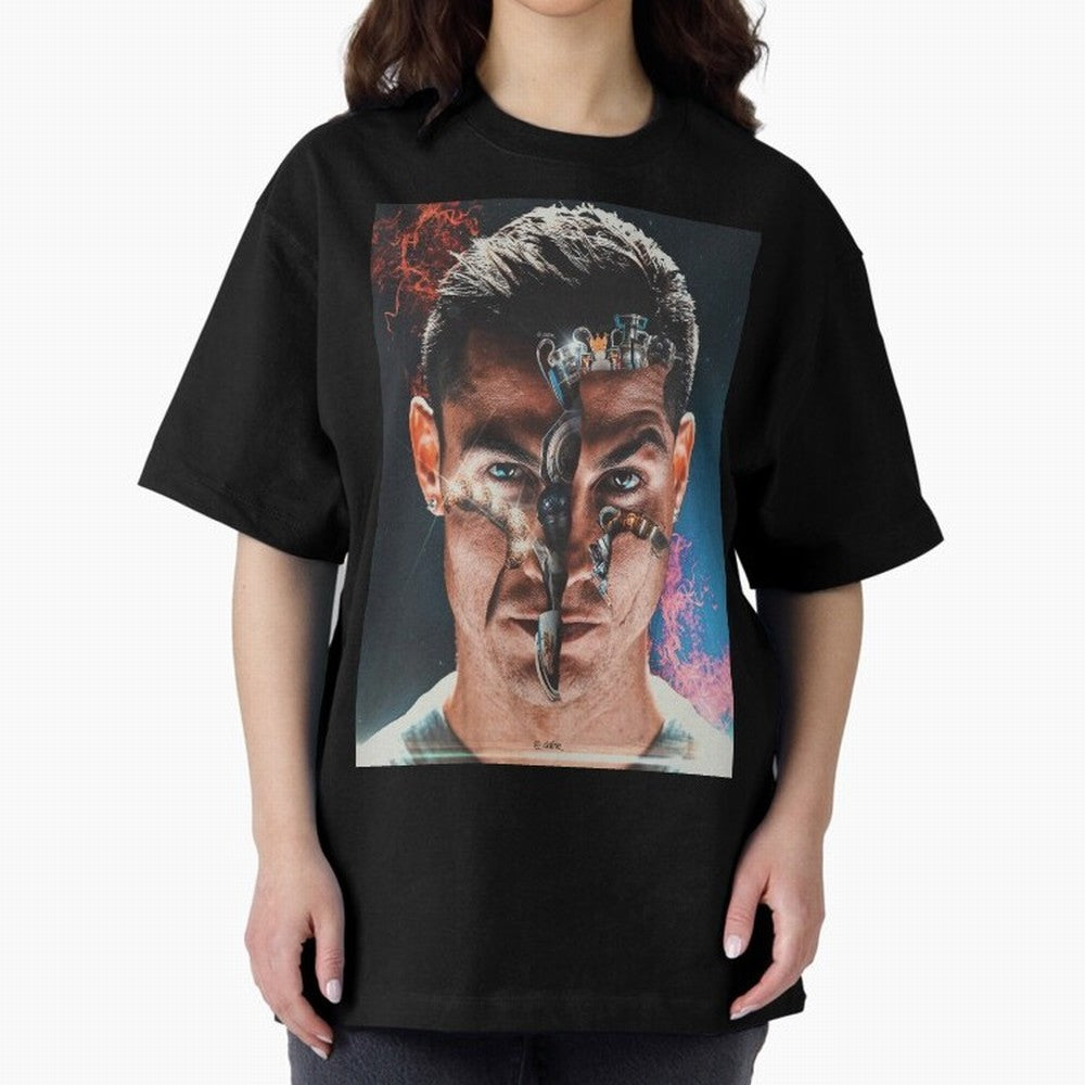 CR7 Career Titles+Ballon (x5) Oversized T-Shirt Feel the Heartbeat of Match Day Hype around FIFA World Cup 2026, Mbappe and Neymar, France and Portugal, Vintage Soccer Flavor, Modern Football Stars, National Flags and Final Night Emotion; Created