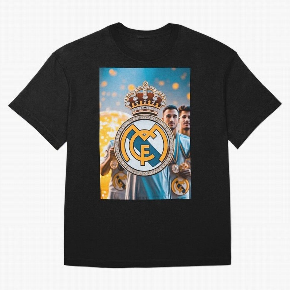 El Medall¨®n Del Real Madrid Oversized T-Shirt Show Love for Legendary Goals in Global Football Passion for FIFA World Cup 2026 USA Canada Mexico, Centered on CR7, France, Vintage Soccer Flavor, Modern Football Stars, National Flags and Final Night