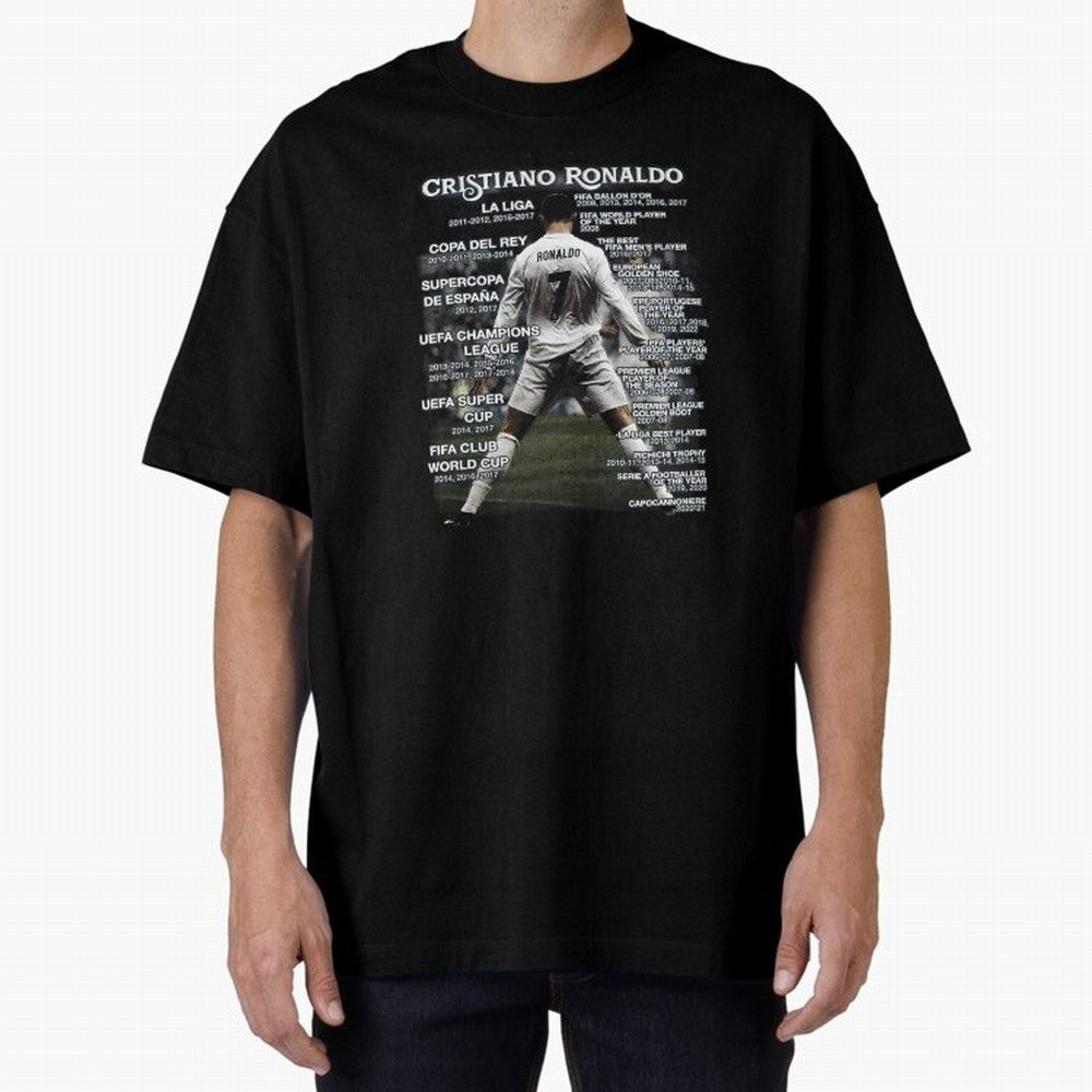 Cristiano Ronaldo Stats Oversized T-Shirt Support Your Favorite Stars during the FIFA World Cup 2026 USA Canada Mexico Journey through Messi, Neymar and Mbappe Highlights, Argentina, France and Brazil Pride, Vintage Soccer Flavor, Modern Football