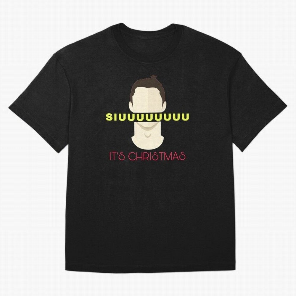 Siuuu it¡¯s Christmas CR7 Oversized T-Shirt Celebrate the Road through FIFA World Cup 2026 Group Stage for Fans of CR7 and Messi and France and Portugal, Bringing Vintage Soccer Flavor, Modern Football Stars, National Flags and Final Night Emotion;
