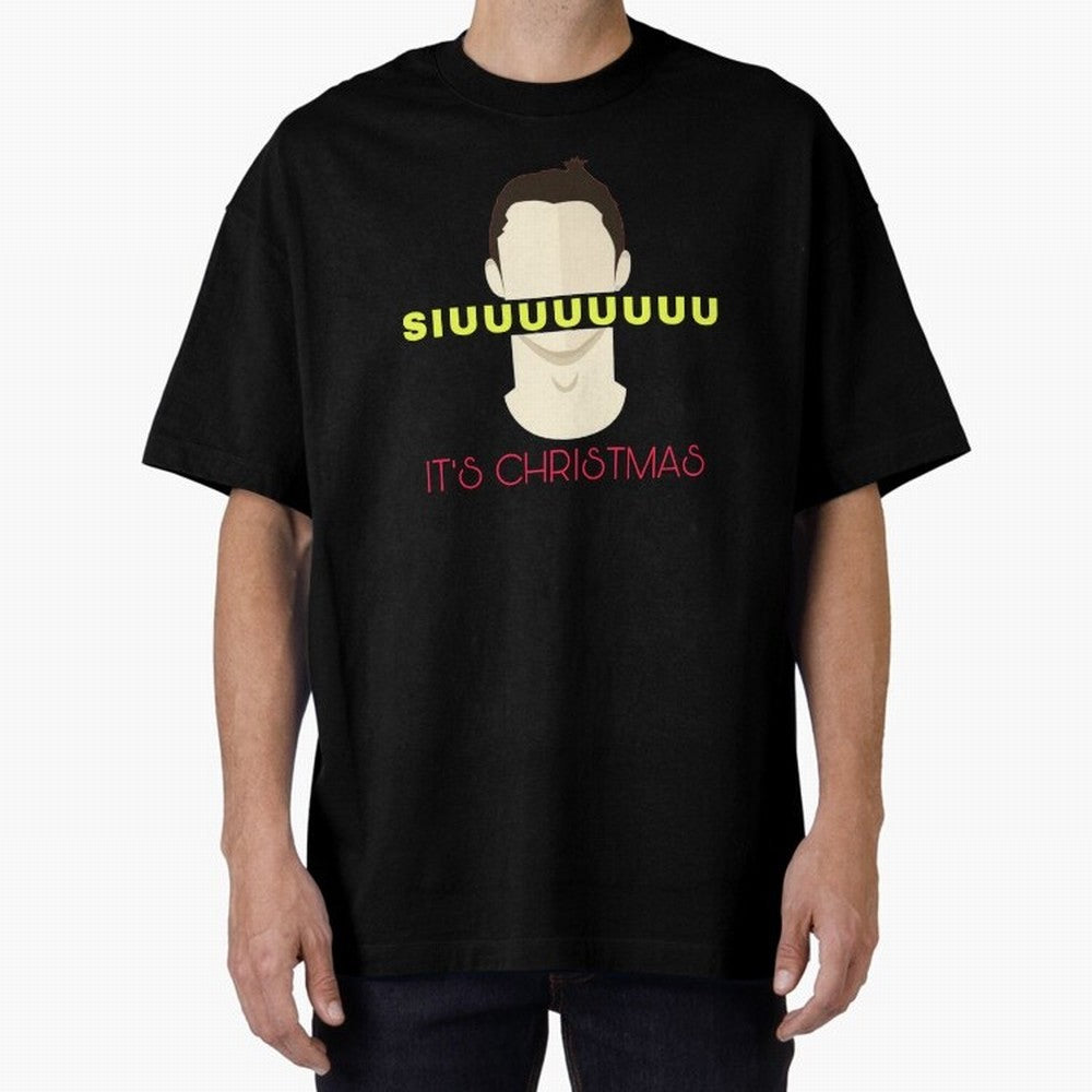 Siuuu it¡¯s Christmas CR7 Oversized T-Shirt Celebrate the Road through FIFA World Cup 2026 Group Stage for Fans of CR7 and Messi and France and Portugal, Bringing Vintage Soccer Flavor, Modern Football Stars, National Flags and Final Night Emotion;