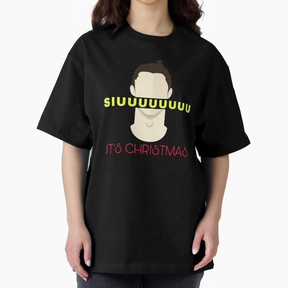 Siuuu it¡¯s Christmas CR7 Oversized T-Shirt Celebrate the Road through FIFA World Cup 2026 Group Stage for Fans of CR7 and Messi and France and Portugal, Bringing Vintage Soccer Flavor, Modern Football Stars, National Flags and Final Night Emotion;
