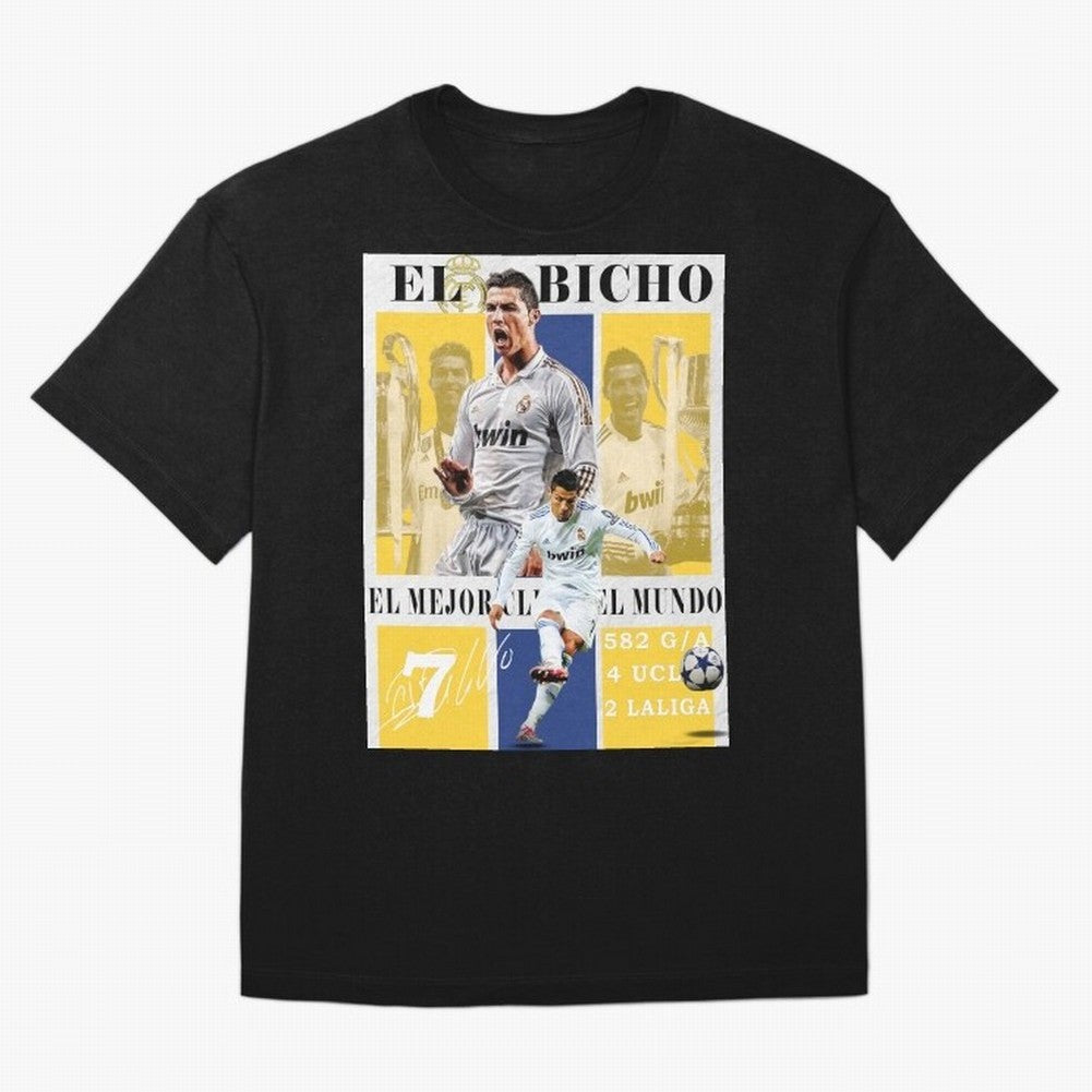 Cristiano Ronaldo Real Madrid Wall Art Oversized T-Shirt Enjoy the Biggest Football Party of FIFA World Cup 2026 Group Stage Featuring Messi, Neymar and Mbappe, England, France and Netherlands Energy, Match Day Excitement, Supporter Culture, Golden