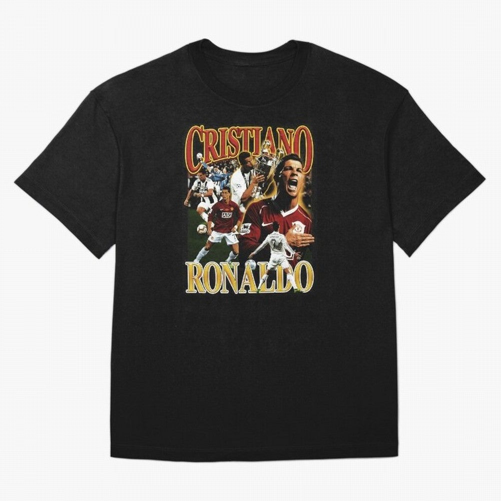 Cristiano Ronaldo Retro Collage Oversized T-Shirt Represent Fans Who Live for Match Day Hype around FIFA World Cup 2026 Group Stage, Haaland, France, Vintage Soccer Flavor, Modern Football Stars, National Flags and Final Night Emotion; Made for Die