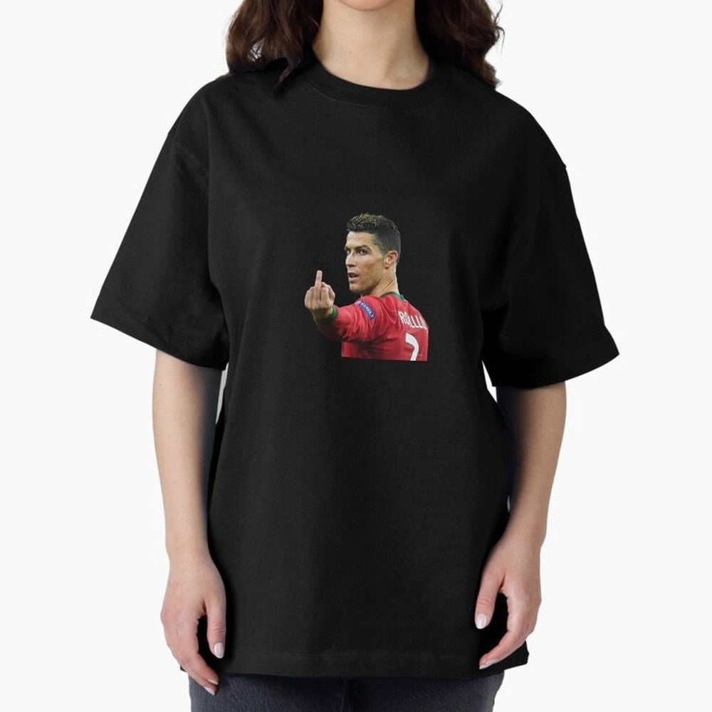 Cristiano ronaldo showing middle finger Oversized T-Shirt Step into the FIFA World Cup 2026 Journey through Mbappe Highlights, England and Germany Pride, Football Passion, Legendary Performances, Festival Vibes and Supporter Community; Ideal for