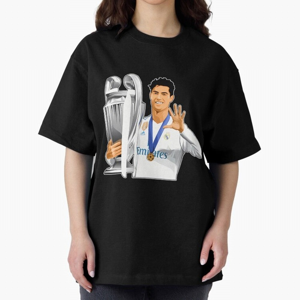 Ronaldo Throphy Oversized T-Shirt Bring World Football Passion into the FIFA World Cup 2026 Journey through Cristiano Ronaldo Highlights, England and Germany Pride, Stadium Memories, Football Loyalty, International Chants and Championship