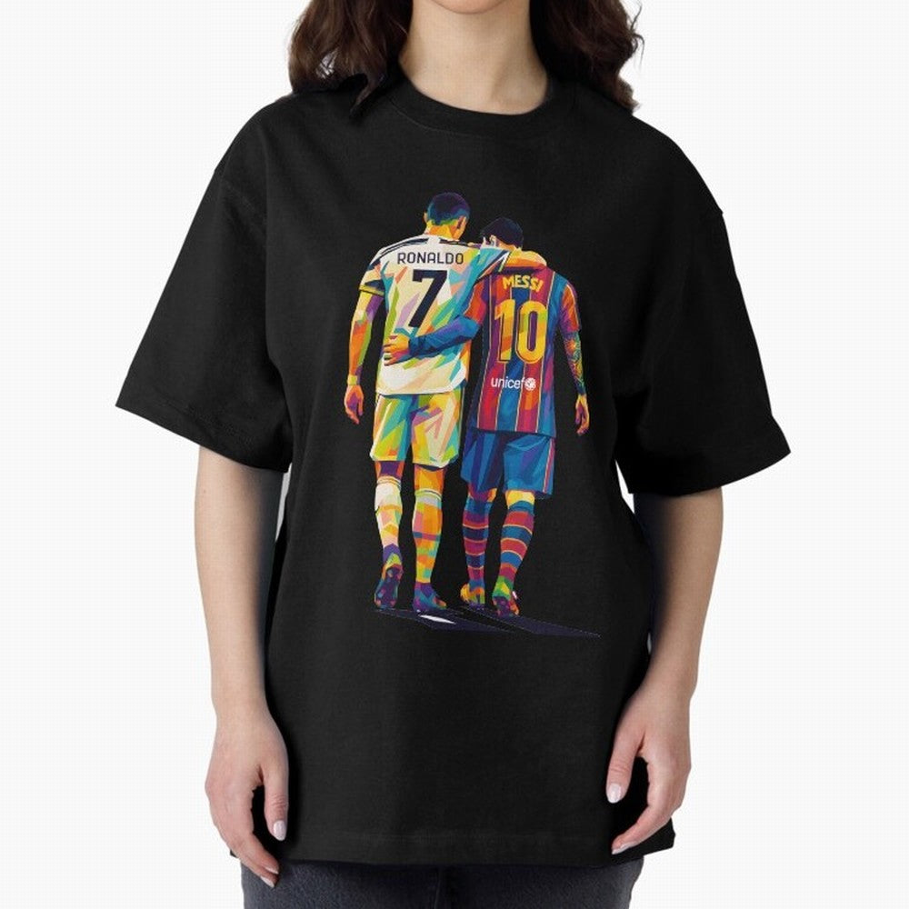 Cristiano Ronaldo & Messi Oversized T-Shirt Remember Iconic Moments from FIFA World Cup 2026 USA Canada Mexico Capturing CR7, France Energy, Fan Favorite Moments, National Team Passion, Big Match Drama and Soccer History; Great for Supporters Who