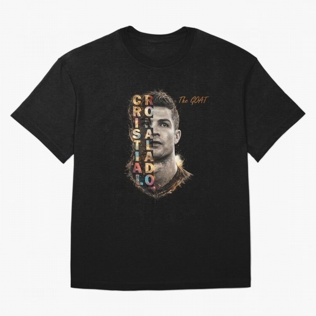 Cristiano Ronaldo Multicolor GOAT Oversized T-Shirt Make Every Match About Match Day Hype around FIFA World Cup 2026, CR7 and Messi, England and Germany, Match Day Excitement, Supporter Culture, Golden Goals and Global Football Passion; Great for