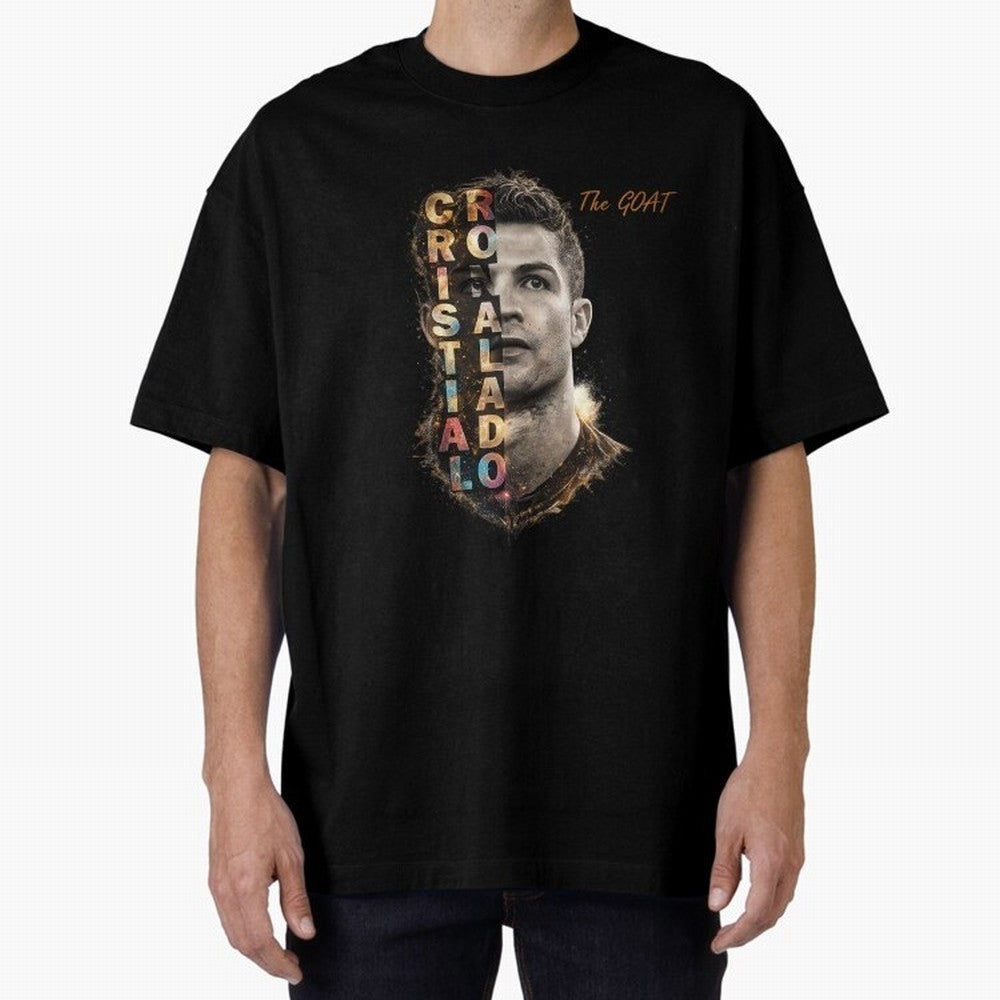Cristiano Ronaldo Multicolor GOAT Oversized T-Shirt Make Every Match About Match Day Hype around FIFA World Cup 2026, CR7 and Messi, England and Germany, Match Day Excitement, Supporter Culture, Golden Goals and Global Football Passion; Great for