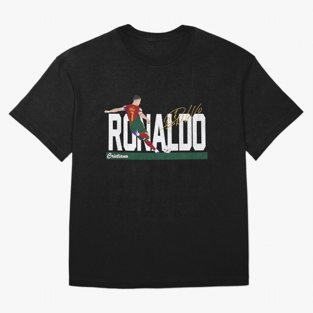 Cristiano Ronaldo Portugal Jersey -Last World Cup 2 Vintage Style Oversized T-Shirt Carry the Dream of the FIFA World Cup 2026 Journey through CR7 Highlights, Portugal, Spain and Germany Pride, Worldwide Fan Energy, Dramatic Goals, Stadium Lights