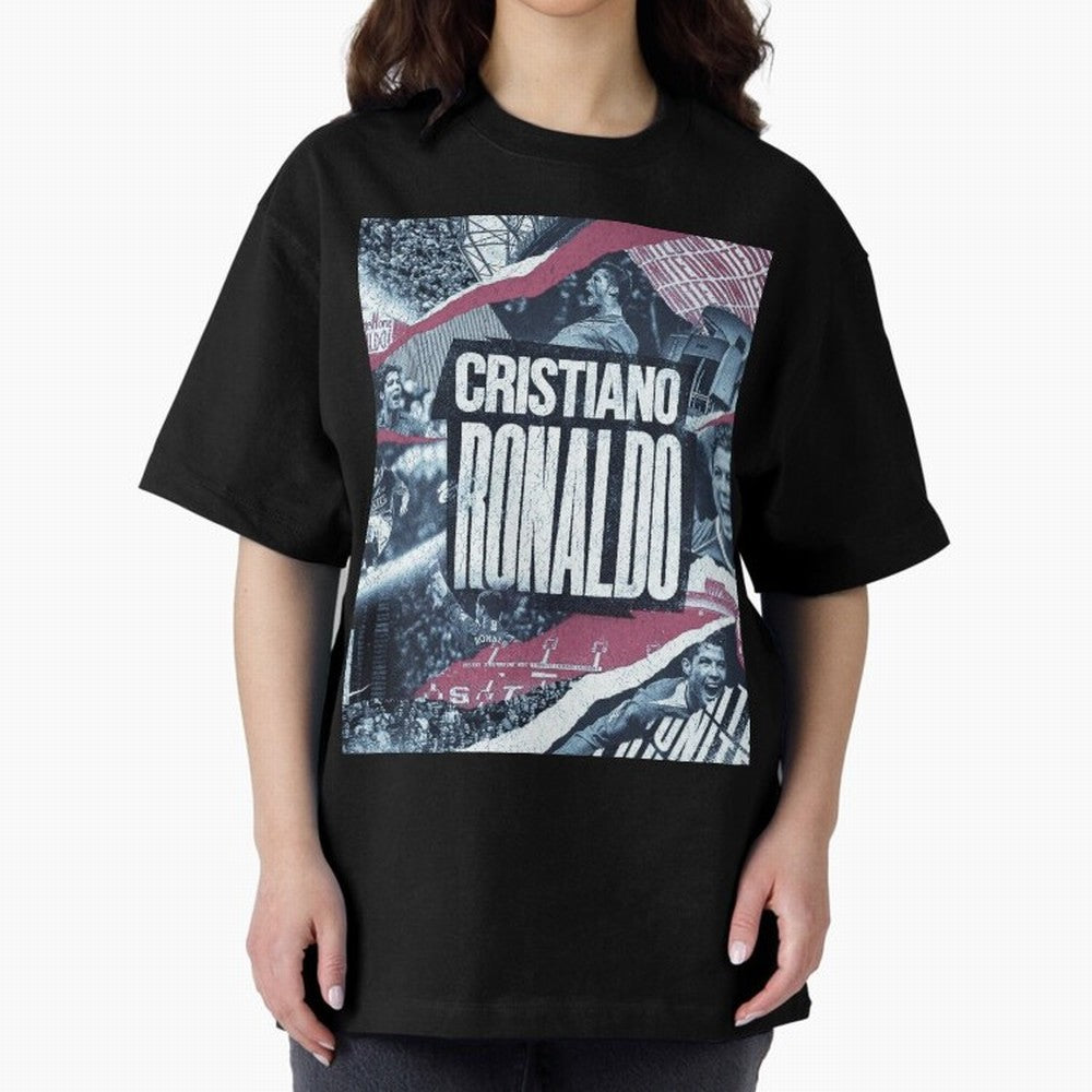 Cristiano Ronaldo Oversized T-Shirt Carry the Colors and Pride of Global Football Passion for FIFA World Cup 2026 Group Stage, Celebrating Haaland, Brazil, Portugal and Argentina, Vintage Soccer Flavor, Modern Football Stars, National Flags and