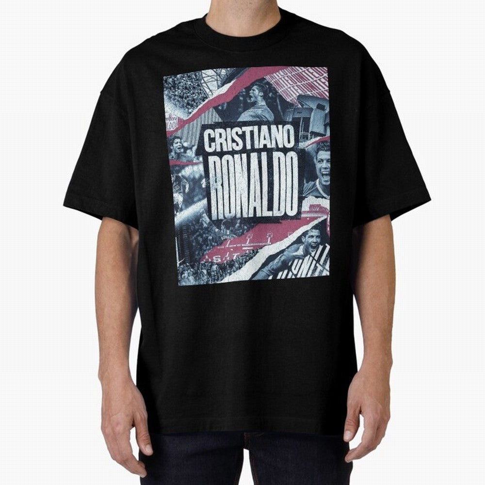 Cristiano Ronaldo Oversized T-Shirt Carry the Colors and Pride of Global Football Passion for FIFA World Cup 2026 Group Stage, Celebrating Haaland, Brazil, Portugal and Argentina, Vintage Soccer Flavor, Modern Football Stars, National Flags and