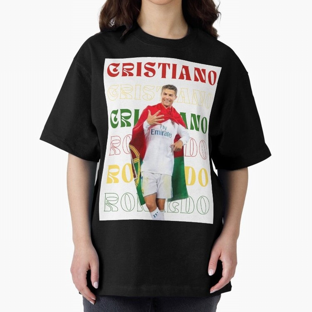 Cristiano Ronaldo designs Oversized T-Shirt Turn Up for FIFA World Cup 2026 USA Canada Mexico Driven by Messi and Cristiano Ronaldo, Portugal, Spain and Germany Energy, Championship Spirit, Famous Goals, Roaring Crowds and International Football