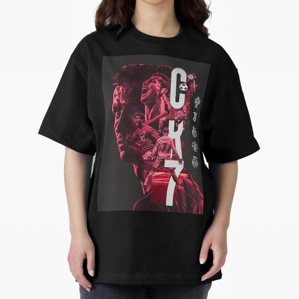 CR7 Oversized T-Shirt Celebrate National Team Dreams in FIFA World Cup 2026 Group Stage Spirit, Made for Portugal, Spain and Germany, Messi and Cristiano Ronaldo, Championship Spirit, Famous Goals, Roaring Crowds and International Football Unity;