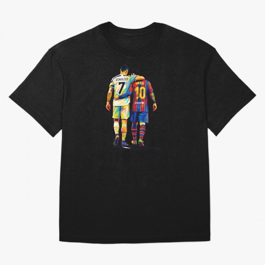 Cristiano Ronaldo And Messi Wpap Art Oversized T-Shirt Carry the Colors and Pride of the FIFA World Cup 2026 Group Stage Journey through Haaland Highlights, Argentina and Brazil Pride, Football History, Final Match Energy, Crowd Noise and Once in a