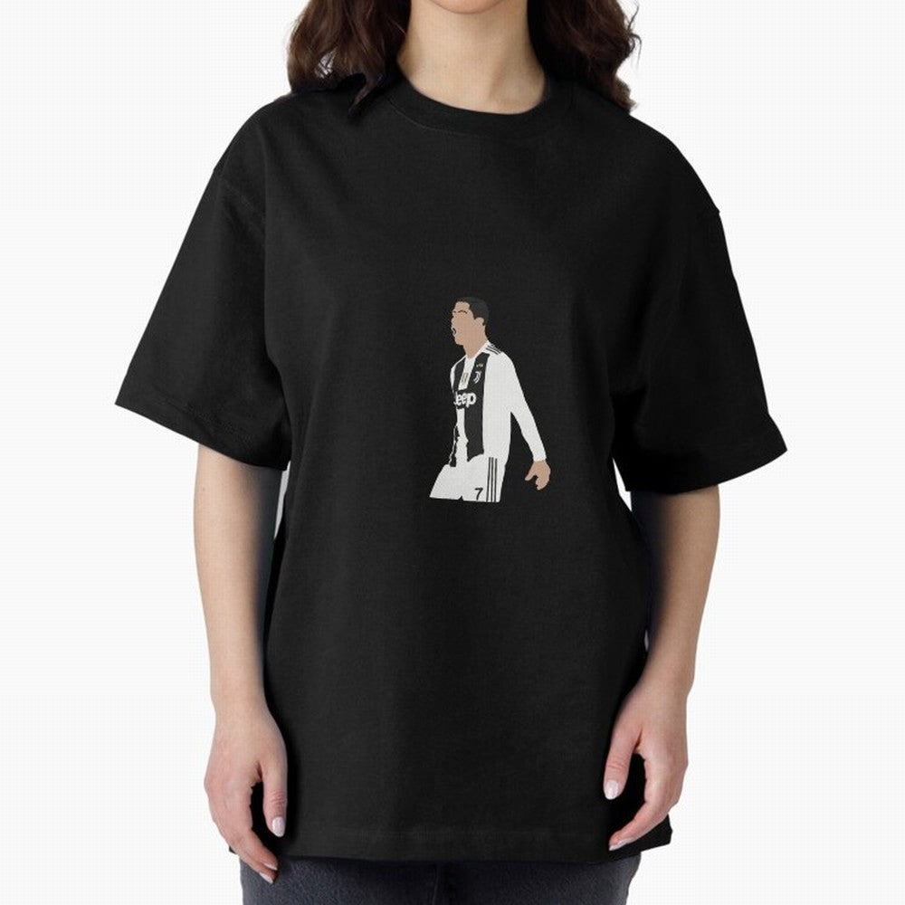 Juventus Cristiano Ronaldo Cartoon Oversized T-Shirt Celebrate Classic Football Spirit in Global Football Passion for FIFA World Cup 2026, Inspired by Messi, CR7 and Mbappe, Brazil, Portugal and Argentina, Stadium Chants, National Pride, Trophy