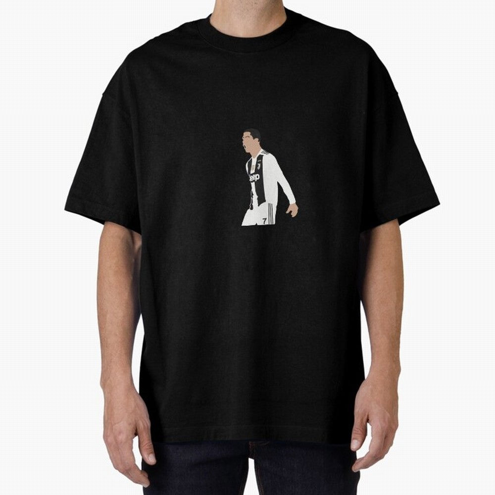 Juventus Cristiano Ronaldo Cartoon Oversized T-Shirt Celebrate Classic Football Spirit in Global Football Passion for FIFA World Cup 2026, Inspired by Messi, CR7 and Mbappe, Brazil, Portugal and Argentina, Stadium Chants, National Pride, Trophy