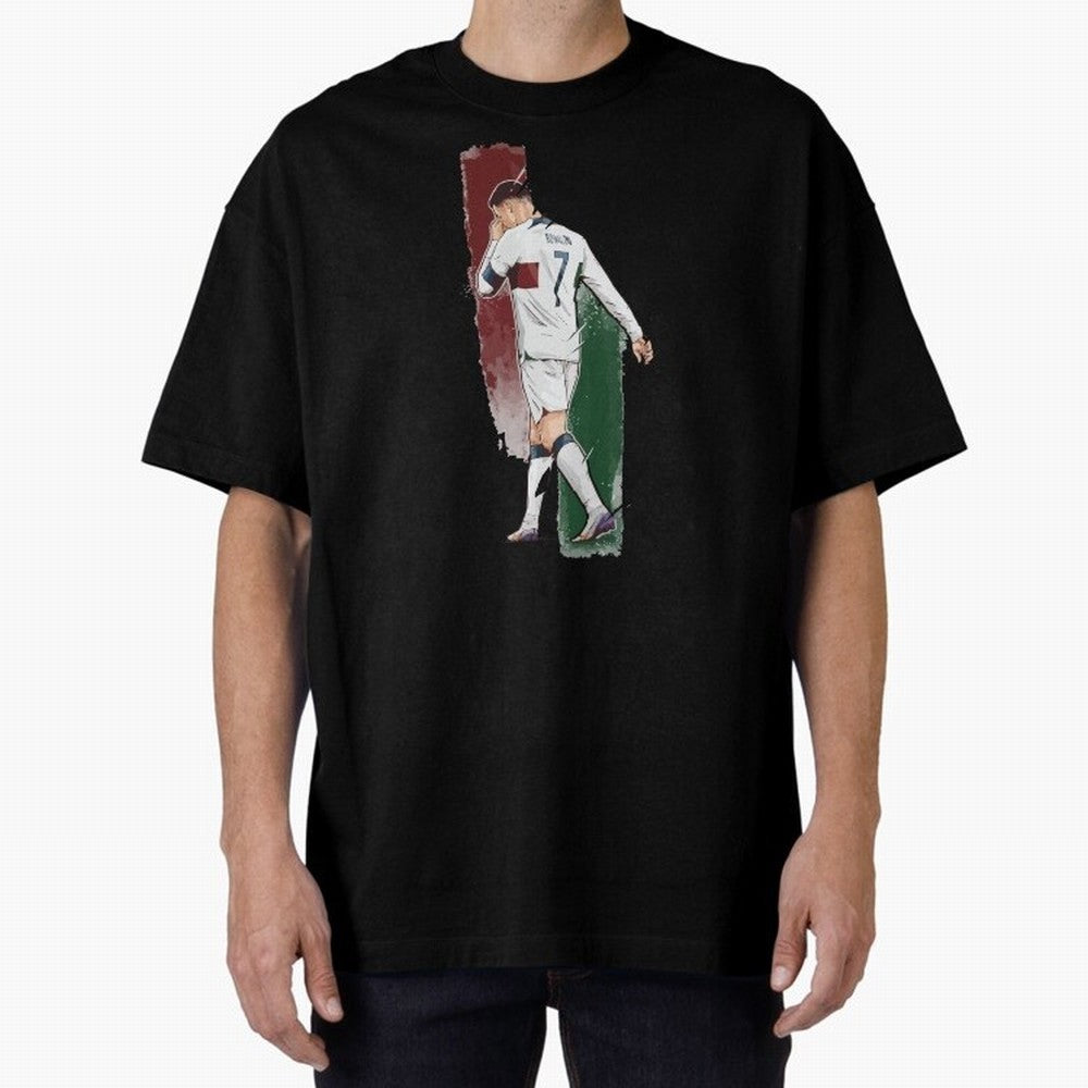 Ronaldo Crying World Cup 2022 Oversized T-Shirt Follow the Final Road of FIFA World Cup 2026 Spirit, Driven by Argentina and Brazil, Messi, Football Festival Excitement, Trophy Ambitions, Country Rivalries and Star Player Buzz; Created for Match