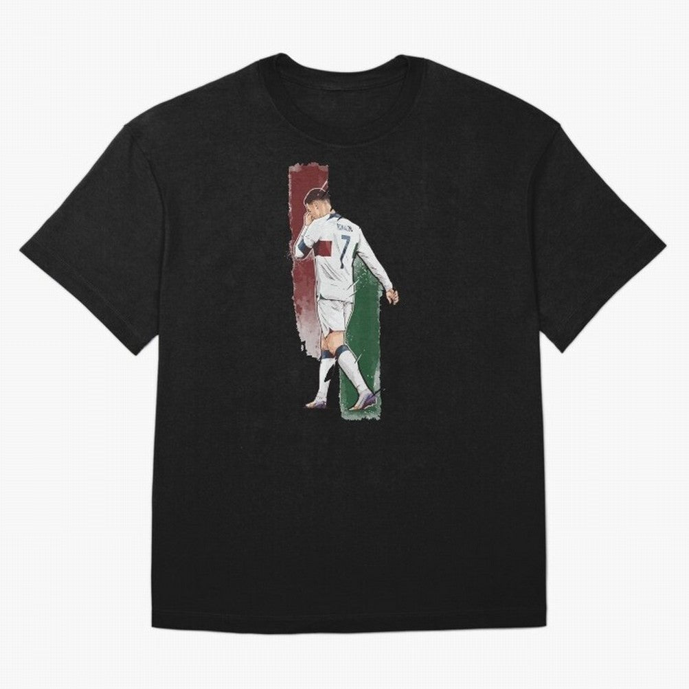 Ronaldo Crying World Cup 2022 Oversized T-Shirt Follow the Final Road of FIFA World Cup 2026 Spirit, Driven by Argentina and Brazil, Messi, Football Festival Excitement, Trophy Ambitions, Country Rivalries and Star Player Buzz; Created for Match