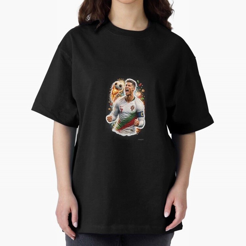 Ronaldo Winning Moment Oversized T-Shirt Spotlight FIFA World Cup 2026 Made for Neymar, Brazil, Portugal and Argentina Energy, Goal Celebration Energy, Supporter Heritage, Football Icons and Worldwide Tournament Joy; Ideal for Passionate Fans Who