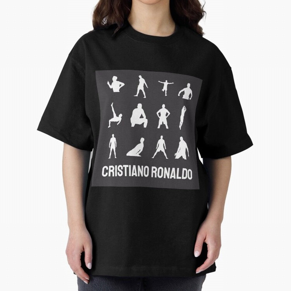 Cristiano Ronaldo Minimalism Silhouette Oversized T-Shirt Represent Football Lovers during Global Football Passion for FIFA World Cup 2026 Group Stage, Centered on Haaland and Mbappe, Argentina and Brazil, Classic Soccer Heritage, Championship