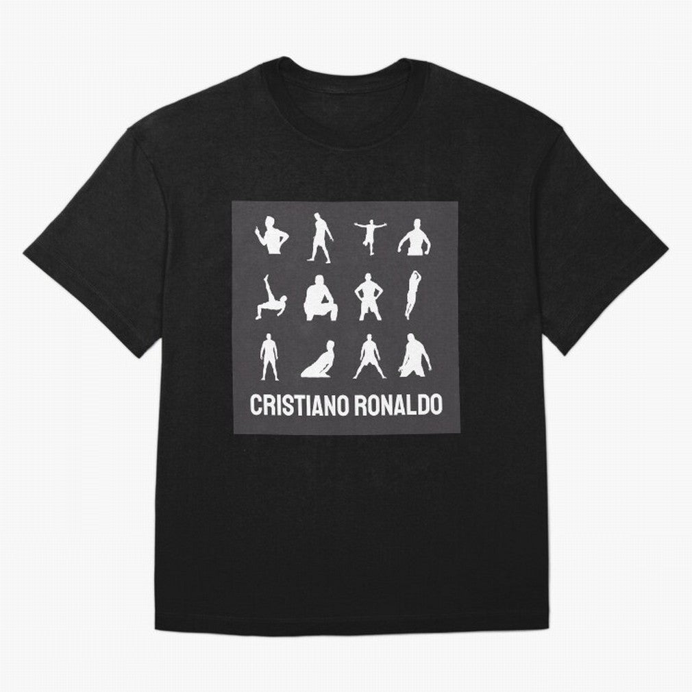 Cristiano Ronaldo Minimalism Silhouette Oversized T-Shirt Represent Football Lovers during Global Football Passion for FIFA World Cup 2026 Group Stage, Centered on Haaland and Mbappe, Argentina and Brazil, Classic Soccer Heritage, Championship