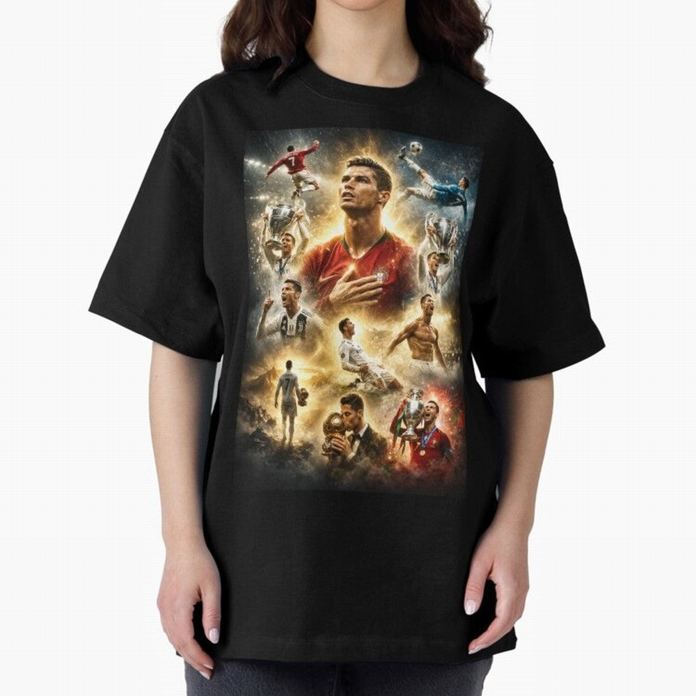 Cristiano Ronaldo Oversized T-Shirt Carry the Colors and Pride of Global Football Passion for FIFA World Cup 2026, Highlighting Messi, Neymar and Mbappe, England and Germany, Goal Celebration Energy, Supporter Heritage, Football Icons and Worldwide