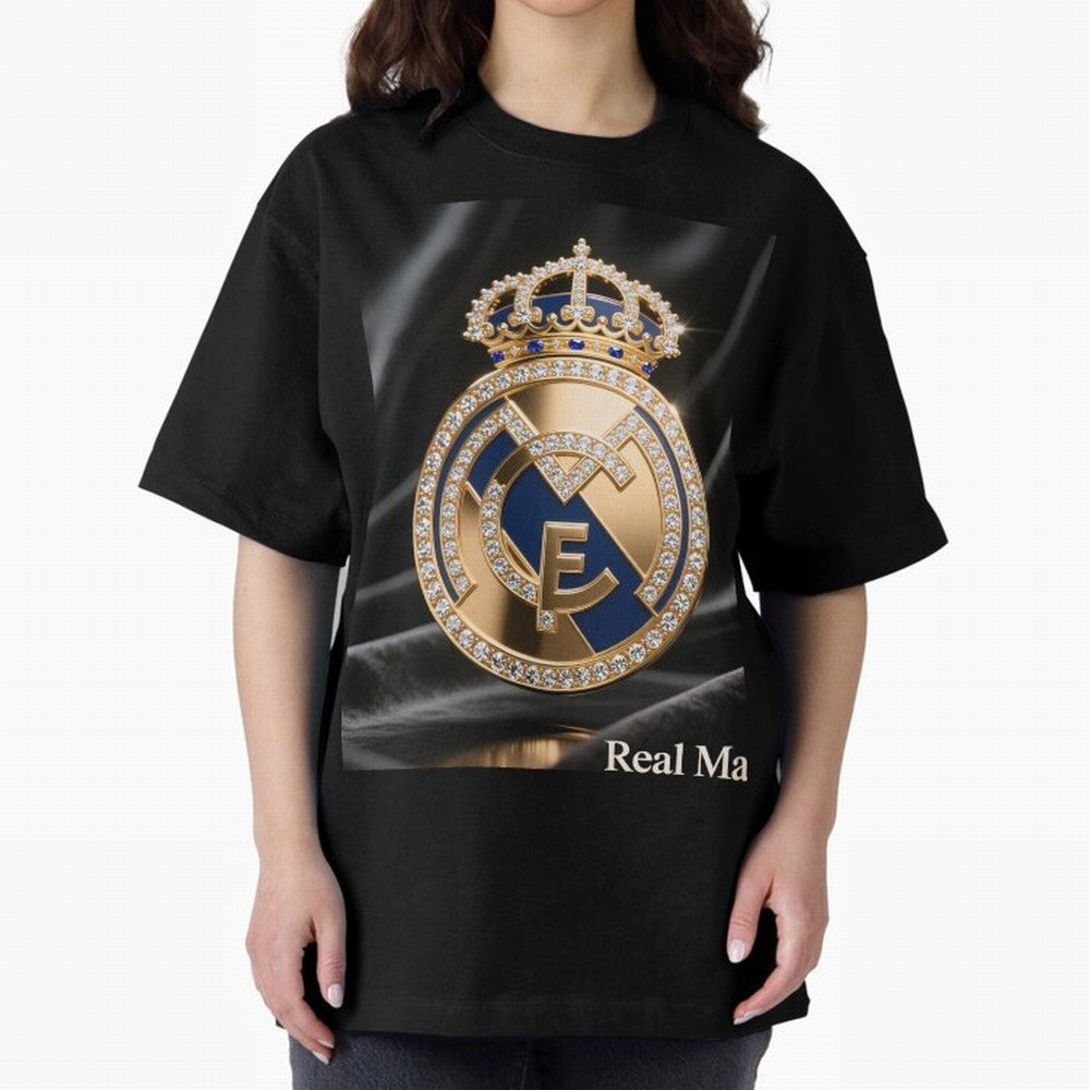 Gold Madrid Real Oversized T-Shirt Embrace Match Day Hype around FIFA World Cup 2026 USA Canada Mexico, Cristiano Ronaldo, Portugal, Football History, Final Match Energy, Crowd Noise and Once in a Lifetime Moments; Ideal for Fans Who Follow Messi,