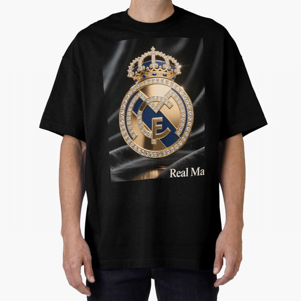 Gold Madrid Real Oversized T-Shirt Embrace Match Day Hype around FIFA World Cup 2026 USA Canada Mexico, Cristiano Ronaldo, Portugal, Football History, Final Match Energy, Crowd Noise and Once in a Lifetime Moments; Ideal for Fans Who Follow Messi,