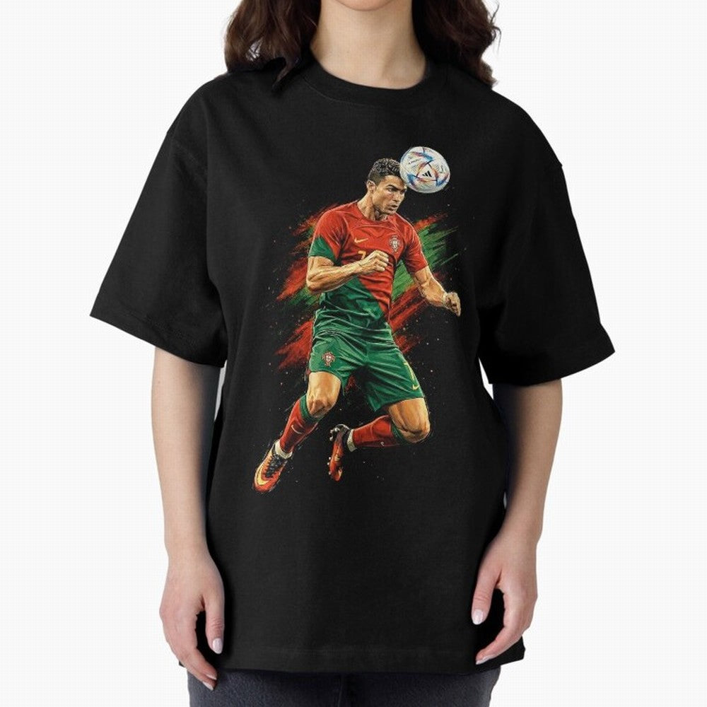 Cristiano Ronaldo Football Legend Oversized T-Shirt Bring International Match Energy to Global Football Passion for FIFA World Cup 2026 USA Canada Mexico, Filled with Cristiano Ronaldo, Netherlands, Vintage Soccer Flavor, Modern Football Stars,