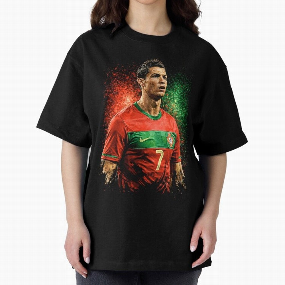Cristiano Ronaldo Football Legend Oversized T-Shirt Join FIFA World Cup 2026 USA Canada Mexico for Fans of Neymar and Spain and Netherlands, Bringing Match Day Excitement, Supporter Culture, Golden Goals and Global Football Passion; Ideal for