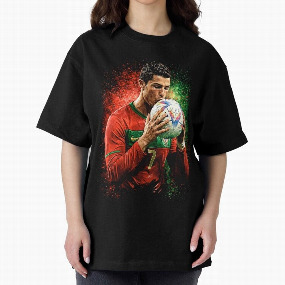 Cristiano Ronaldo Football Legend Oversized T-Shirt Mark FIFA World Cup 2026 Spirit, Capturing England, France and Netherlands, Mbappe, Sports Nostalgia, International Competition, Famous Players and Unforgettable Victories; Great for Watch