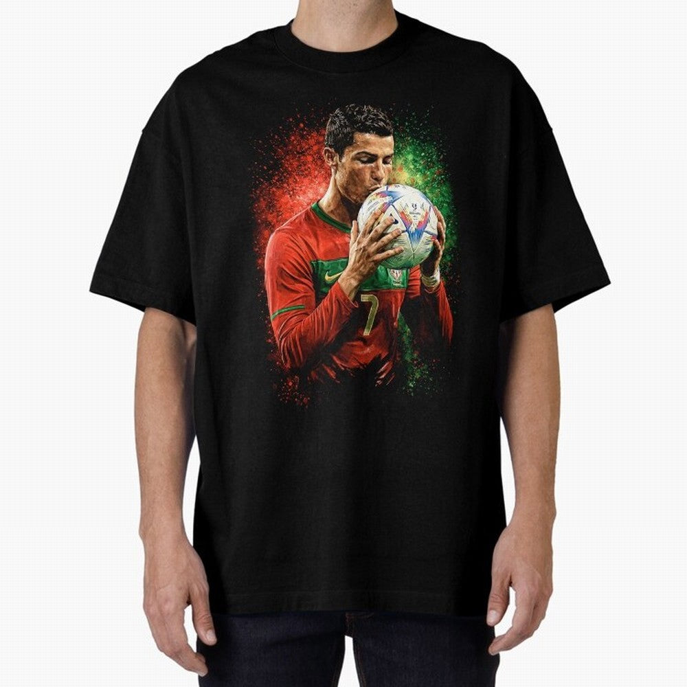 Cristiano Ronaldo Football Legend Oversized T-Shirt Mark FIFA World Cup 2026 Spirit, Capturing England, France and Netherlands, Mbappe, Sports Nostalgia, International Competition, Famous Players and Unforgettable Victories; Great for Watch