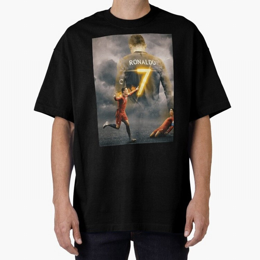 Aesthetic Ronaldo Poster Oversized T-Shirt Follow Every Goal of FIFA World Cup 2026 Group Stage Spirit, Featuring Germany, CR7, Classic Soccer Heritage, Championship Pressure, Fan Loyalty and International Pride; Ideal for Fans Who Follow Messi,