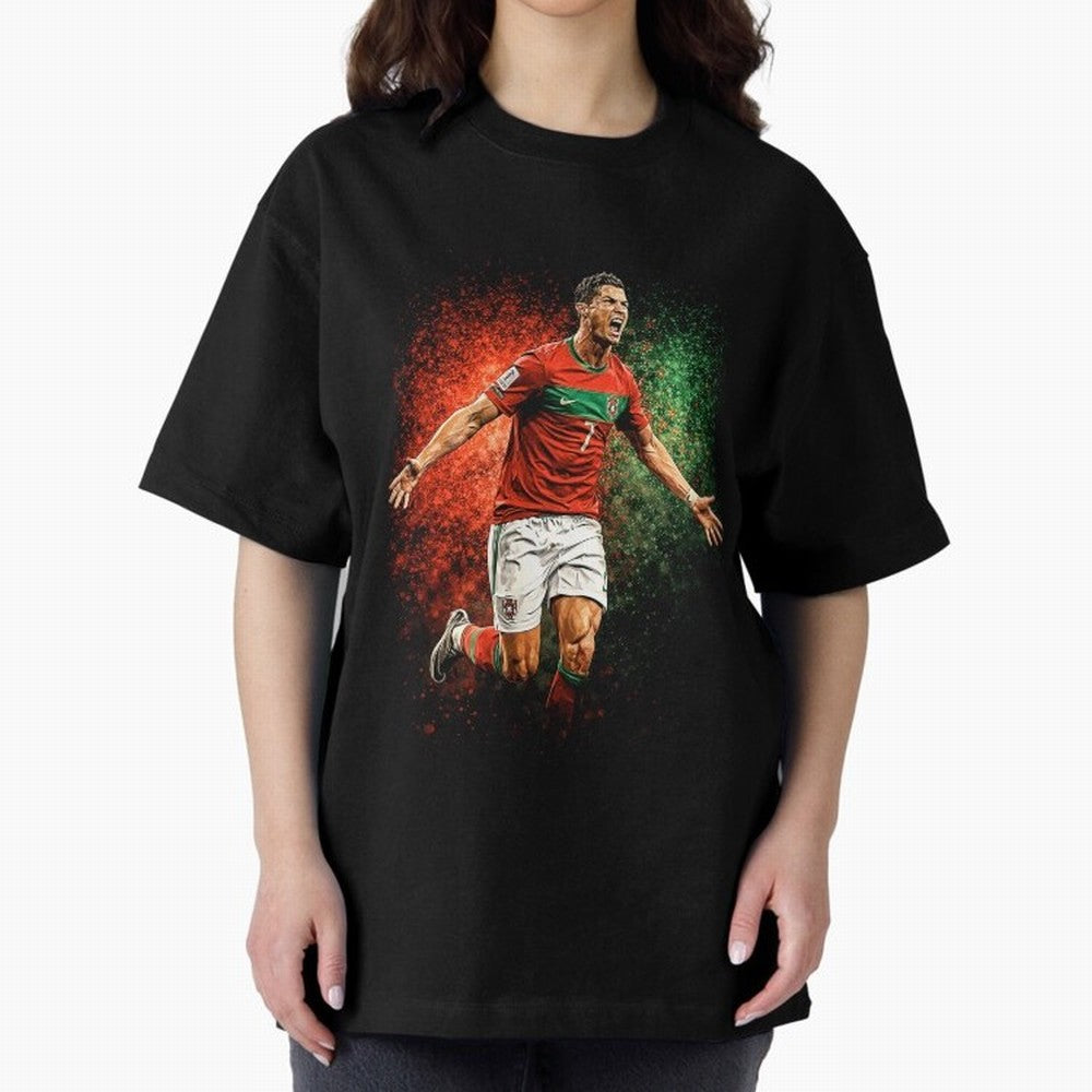 Cristiano Ronaldo Football Legend Oversized T-Shirt Celebrate the Road through the FIFA World Cup 2026 Group Stage Journey through CR7 and Messi Highlights, Argentina Pride, Champion Mindset, Group Stage Buzz, Knockout Tension and Passionate Fan