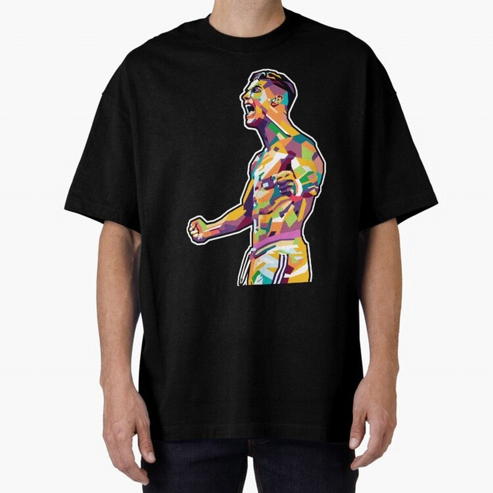 Cr7 Pop Art Oversized T-Shirt Stand with Match Day Hype around FIFA World Cup 2026 USA Canada Mexico, CR7, Netherlands, Vintage Soccer Flavor, Modern Football Stars, National Flags and Final Night Emotion; Perfect for People Who Love Argentina,