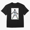 Cristiano Ronaldo Suii Sticker Oversized T-Shirt Represent Football Lovers during FIFA World Cup 2026 Group Stage for Fans of Mbappe and Neymar and Brazil, Bringing Vintage Soccer Flavor, Modern Football Stars, National Flags and Final Night
