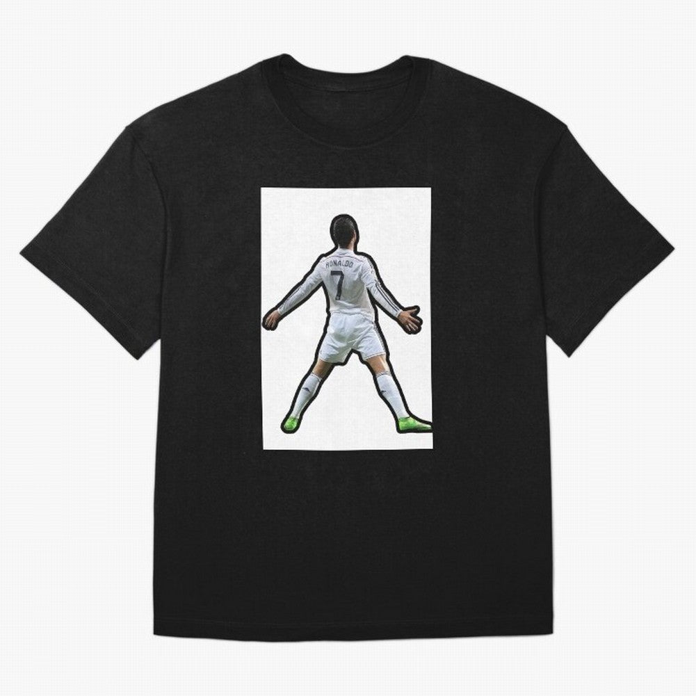 Cristiano Ronaldo Suii Sticker Oversized T-Shirt Represent Football Lovers during FIFA World Cup 2026 Group Stage for Fans of Mbappe and Neymar and Brazil, Bringing Vintage Soccer Flavor, Modern Football Stars, National Flags and Final Night