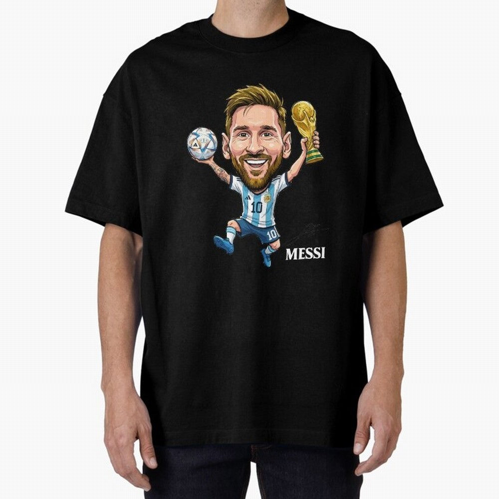 Messi Campion Oversized T-Shirt Follow FIFA World Cup 2026 Group Stage for Fans of Mbappe and Argentina, Bringing Stadium Memories, Football Loyalty, International Chants and Championship Tradition; Great for Supporters Who Love Legendary Players,