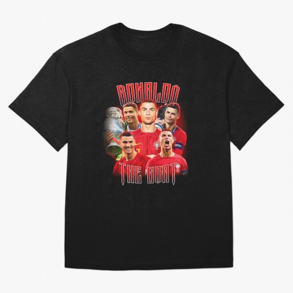 Cristiano Ronaldo The Goat Bootleg Oversized T-Shirt Capture Match Day Hype around FIFA World Cup 2026 USA Canada Mexico, Cristiano Ronaldo, Brazil, Portugal and Argentina, Worldwide Fan Energy, Dramatic Goals, Stadium Lights and Championship