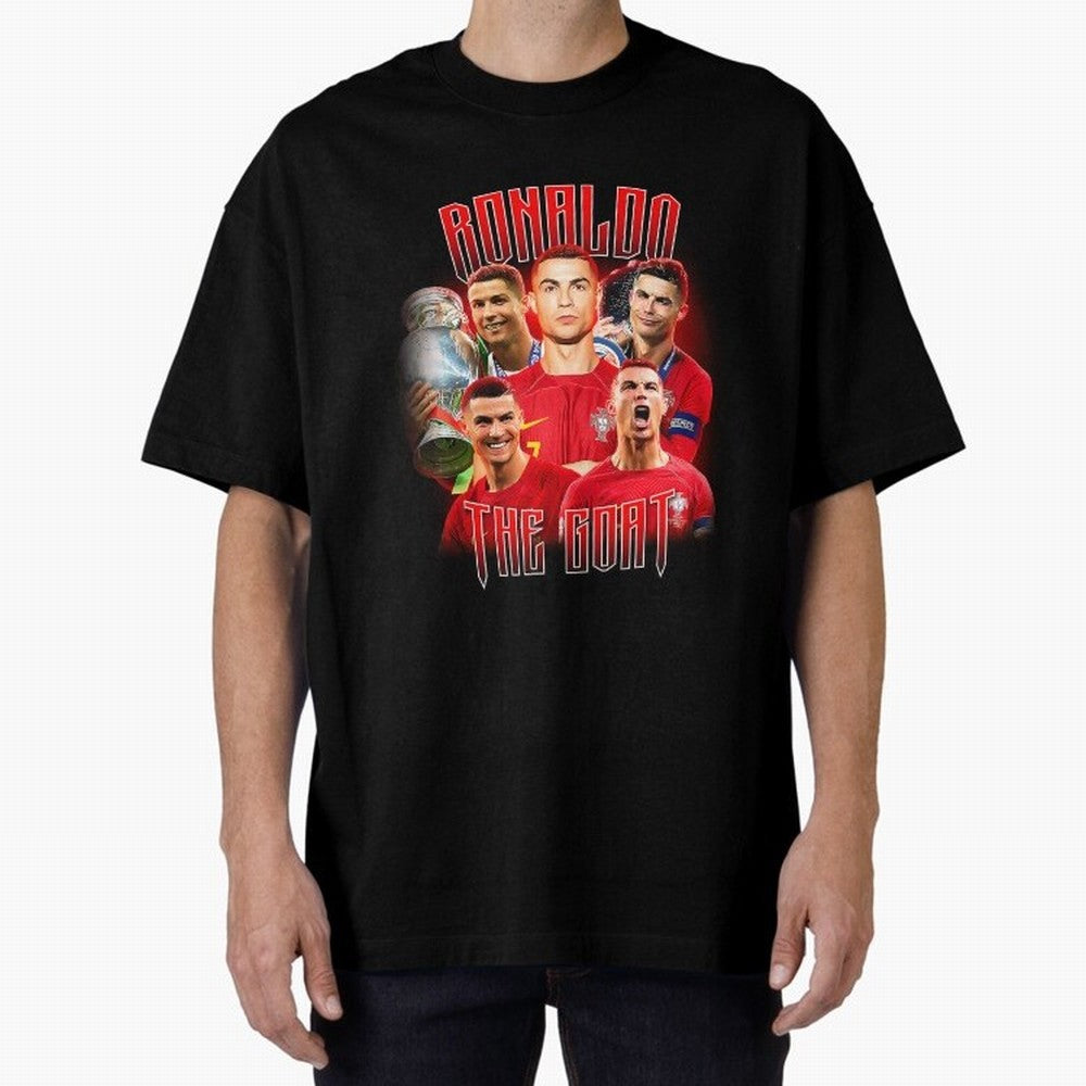 Cristiano Ronaldo The Goat Bootleg Oversized T-Shirt Capture Match Day Hype around FIFA World Cup 2026 USA Canada Mexico, Cristiano Ronaldo, Brazil, Portugal and Argentina, Worldwide Fan Energy, Dramatic Goals, Stadium Lights and Championship
