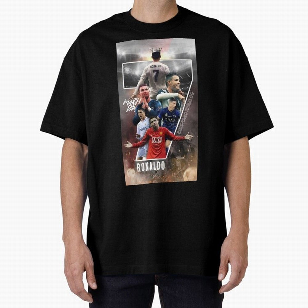 Cr7 wallpaper Oversized T-Shirt Carry the Colors and Pride of FIFA World Cup 2026 Group Stage Centered on Messi, France and Portugal Energy, Stadium Chants, National Pride, Trophy Dreams and Unforgettable Football Memories; Great for Watch Parties,