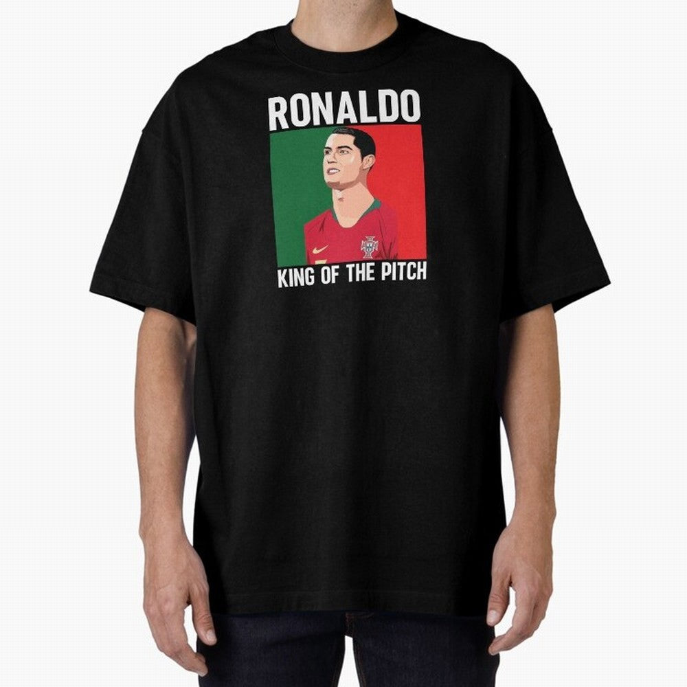 Ronaldo: King Of The Pitch Oversized T-Shirt Relive Legendary Nights from FIFA World Cup 2026 Group Stage Spirit, Made for Spain, Mbappe, Tournament Hype, Historic Matchups, Family Viewing Parties and Global Sports Pride; Ideal for Football Dads,