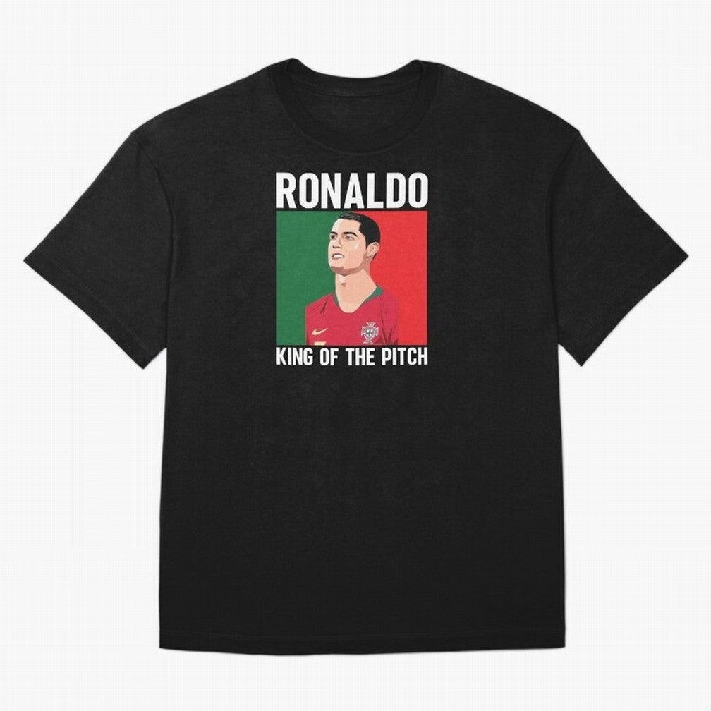 Ronaldo: King Of The Pitch Oversized T-Shirt Relive Legendary Nights from FIFA World Cup 2026 Group Stage Spirit, Made for Spain, Mbappe, Tournament Hype, Historic Matchups, Family Viewing Parties and Global Sports Pride; Ideal for Football Dads,