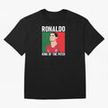 Ronaldo: King Of The Pitch Oversized T-Shirt Relive Legendary Nights from FIFA World Cup 2026 Group Stage Spirit, Made for Spain, Mbappe, Tournament Hype, Historic Matchups, Family Viewing Parties and Global Sports Pride; Ideal for Football Dads,