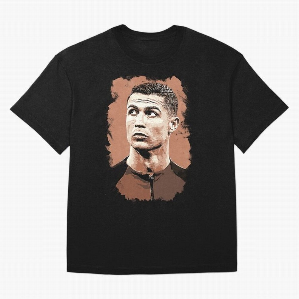 Cristiano Ronaldo Vexel Painting Oversized T-Shirt Honor Football Greatness during Global Football Passion for FIFA World Cup 2026 USA Canada Mexico, Inspired by Cristiano Ronaldo, Haaland and CR7, Portugal, Football Festival Excitement, Trophy