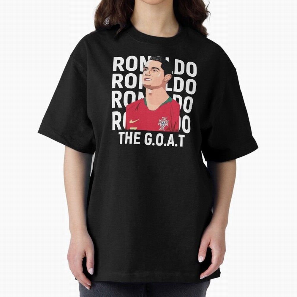 Ronaldo The Goat Oversized T-Shirt Represent FIFA World Cup 2026 Spirit, Highlighting Portugal, Spain and Germany, Neymar, Haaland and Cristiano Ronaldo, Champion Mindset, Group Stage Buzz, Knockout Tension and Passionate Fan Culture; Great for