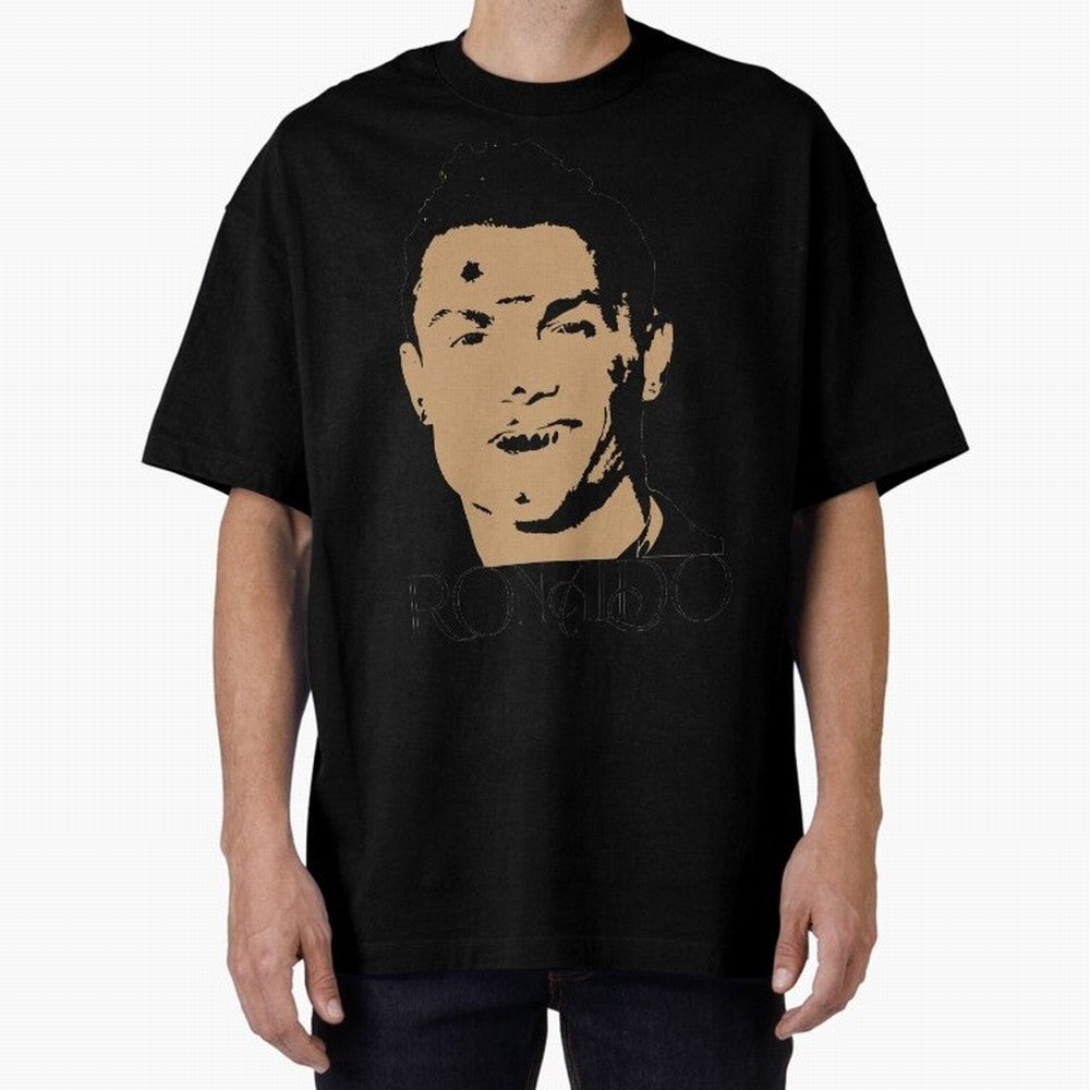 Portugal Football Captain Cristiano Ronaldo Vector Illustration Oversized T-Shirt Stand with FIFA World Cup 2026 USA Canada Mexico for Fans of Mbappe and Neymar and France, Bringing Fan Favorite Moments, National Team Passion, Big Match Drama and
